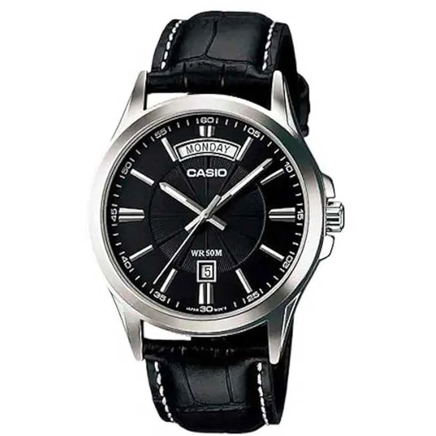 CASIO MTP-1381L-1AVDF OROLOGIO UOMO PELLE NERO DAY-DATE DATARIO  38mm SOTTOCOSTO - Immagine 1 di 4