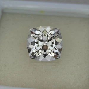 Precision Cut, 7.30 Ct Lab White Sapphire, 11 MM Cushion Cut White Sapphire - Picture 1 of 5