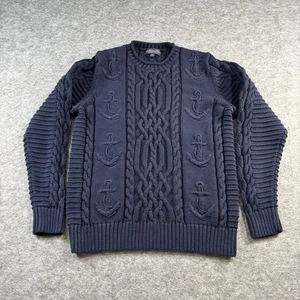 Brooks Brothers Supima Cotton Cable Knit Sweater Mens Medium Fishermen Pullover - Picture 1 of 9