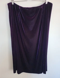 Jaclyn Smith klassischer Damen 2X lila Samt Stretch Midirock elastische Taille - Bild 1 von 7