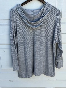 J Jill Hoodie Womens grey Stripe Hooded Pullover Casual top XL - Picture 1 of 5