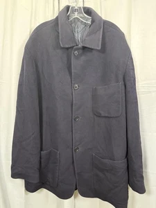 Saks Fifth Avenue Jacket Mens 56 XL Black Wool Cashmere Made in Italy Chore Coat - Picture 1 of 13