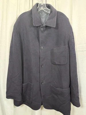 Saks Fifth Avenue Jacket Mens 56 XL Black Wool Cashmere Made in Italy Chore Coat - Image 1 of 4