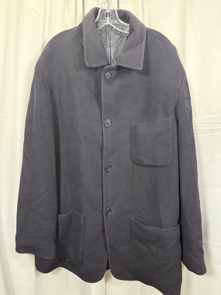 Saks Fifth Avenue Jacket Mens 56 XL Black Wool Cashmere Made in Italy Chore Coat - Image 1 of 4