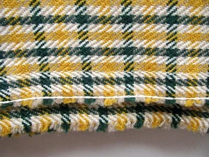 Tuta vintage a quadri tessuto lana giallo dorato verde bosco larghezza 4 iarde 58" - Foto 1 di 8