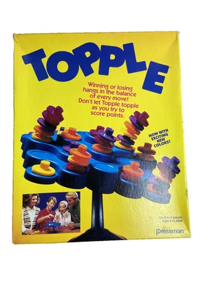 Vintage Topple 1999 Board Game  Pressman Balancing Game Complete - Image 1 of 4