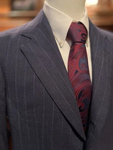 LH Napoli London House Rubinacci Bespoke Navy 2Pc Pinstripe Suit 40R 35x34 - Picture 1 of 11
