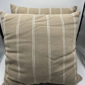 Threshold Set Of Two Decor Pillows 18 X 18in Beige Stripe  - Picture 1 of 6