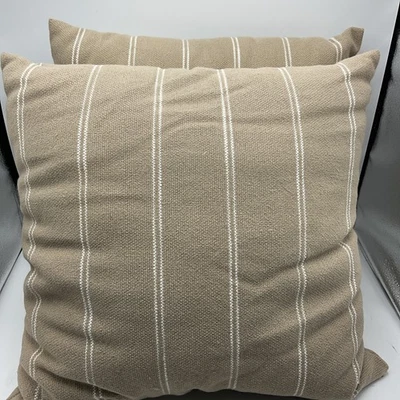 Threshold Set Of Two Decor Pillows 18 X 18in Beige Stripe  - Image 1 of 4