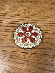Vintage Stratton Double Mirror Compact Floral Enamel & Gold Tone Made in England - Picture 1 of 7