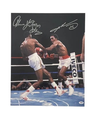 Sugar Ray Leonard & Thomas Hitman Hearns Signed 16x20 Photo Boxing Champions PSA - Image 1 of 4