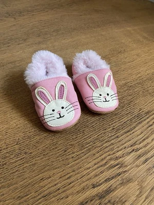 WalkX Babyschuh Gefütterte Krabbelschuhe Hausschuhe Rosa 0-6  Leder Motiv Hasen - Bild 1 von 4