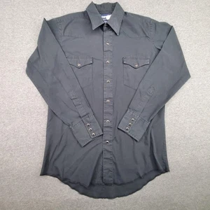 Wrangler Shirt Mens 15.5x33 Black Cowboy Cut Western Snap Front Made USA 71105BK - Picture 1 of 13