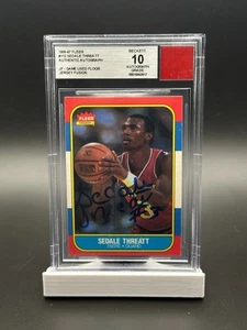 Maglia Fleer #112 1986-87 gioco fusione usata pavimento SEDALE THREAT BGS 10 AUTO originale - Foto 1 di 2