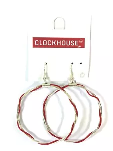 Pendientes de aro grandes rojos y plateados - Imagen 1 de 1
