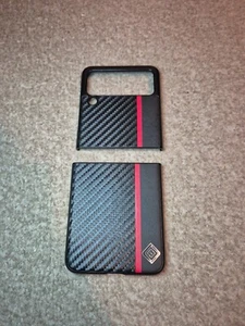 Carbon Fibre Leather Slim Shockproof Case Cover For Samsung Galaxy Z Flip3 5G - Picture 1 of 2