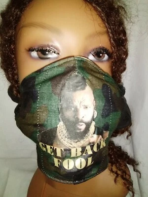 Mr. T Get Back Fool Hand Made Three Layer Adult Fabric Mask- New in Sealed Bag - Image 1 of 4