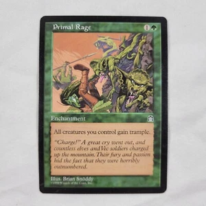 MTG Primal Rage Enchantment Card 1998 Magic The Gathering Deckmaster USED - Picture 1 of 12