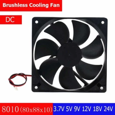 DC 3.7V-24V Brushless Chassis Cooling Fan 8010 80mm x 80mm x 10mm 2 Pin Cable - Image 1 of 4