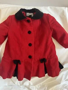 Rothschild Coat Red 18M Holiday Dressy Coat Christmas Dress Coat Red Girls Vtg - Picture 1 of 9