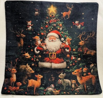 Funda Almohada Navidad Animales del Bosque de Papá Noel Invierno Vacaciones Decoración del Hogar Foto 1 de 4