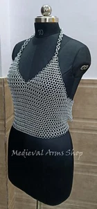 Reggiseno Chainmail Alluminio Butt Anelli Top per Donna LARP Cosplay Festival Armatura - Foto 1 di 6