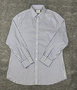 Charles Tyrwhitt Shirt Mens 17 35 Slim Fit Blue Check Long Sleeve Button Up - Picture 1 of 5