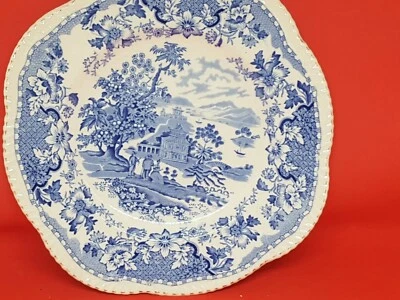 Vintage Staffordshire Blue White Plate "Seaforth Pattern", Stafford Knot, W736 - Image 1 of 4