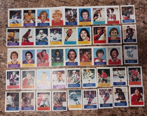 1974-75 LOBLAWS LOT OF 46 VINTAGE NHL ACTION HOCKEY STICKERS/STAMPS RARE STARS