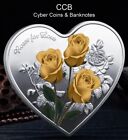 Valentine's Day Heart Yellow Rose Silver Plated Token/Medal Collectible Coin