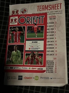 Leyton Orient v Reading Programme 25/01/2025 plus Team sheet - Picture 1 of 1