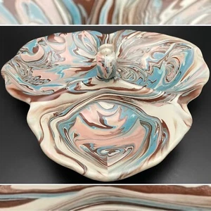Marbleized Ceramic 3-Part Relish Candy Divided Dish Made in California USA 10.5" - Picture 1 of 17