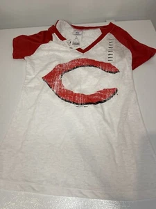 NWT Cincinnati Reds MLB "Genuine Merchandise" V-Neck Burnout Tee Ladies - Small - Picture 1 of 10
