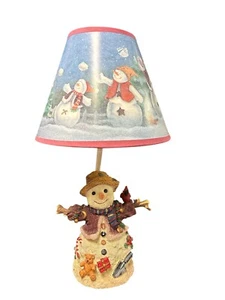 Christmas Primitive Winter Country Snowman Lamp • 15" Tall • Resin - Picture 1 of 8