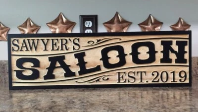 Personalized Old West Saloon House Sign Rustic Bar Sign Fathers Day Gift - Image 1 of 4