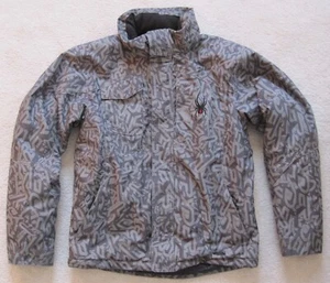 SPYDER ski JACKET PARKA - BLACK & GRAY - size Kid's 16 - Picture 1 of 4