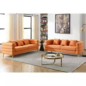 Orange Teddy 3+3 Seater Sofa Combination Comfy Couch for Living Room, Apartment - Picture 1 of 13