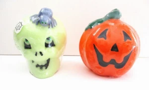 Two Halloween Candles - Jack O Lantern Pumpkin & Glow in the Dark Skull - Sealed - Picture 1 of 15