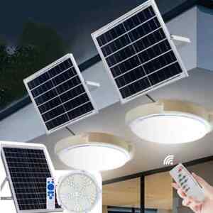 2PCS Solar Power Ceiling Pendant Light Remote Control Out/Indoor Lamp Waterproof