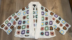 Cárdigan Suéter Anthropologie In Our Nature Granny Cuadrado Crochet Talla Única Todo - Imagen 1 de 11