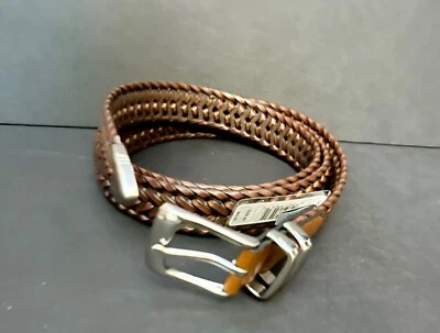 Cinturón trenzado grande y alto de cuero para hombre Perry Ellis Portfolio talla 48 NUEVO con etiqueta Foto 1 de 4