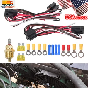 Dual Electric Fan Relay Kit Electric Radiator Fan Kit Thermostatic Sensor Switch - Picture 1 of 12