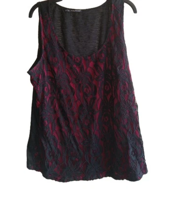 Blusa Maurices Talla 2 Mujer Forrada de Encaje Rojo y Negro Top Gótico Romántico Vampiro 2X Foto 1 de 4