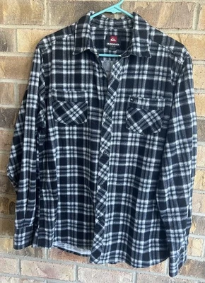 Quicksilver Flannel Shirt Mens Size Large Classic Plaid Black White - Image 1 of 3