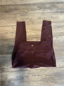 Lululemon Ankle Length Burgundy Maroon Mesh Leggings Womens Size 8 - Picture 1 of 5