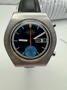 Seiko Men's 6139-8020 “Blue Eye” Automatic chronograph Watch Preserved Working - Picture 1 of 12