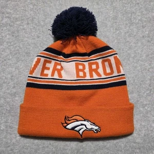Sombrero de los Denver Broncos Juvenil Naranja Calavera Pom Pom NFL Fútbol - Imagen 1 de 5