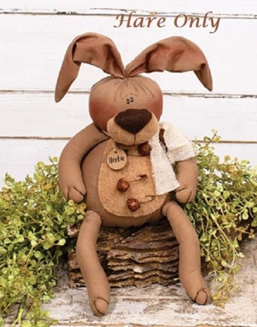 NEW Primitive BUNNY RABBIT Doll HERBIE HARE Rustic Country Rustic 17"Hx6"Wx5"D - Image 1 of 2