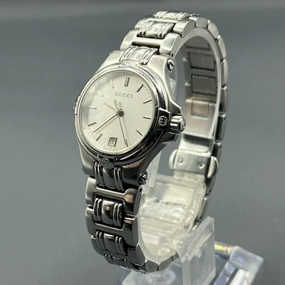 [Quasi Perfetto] Gucci 9040L 9040L Cassa Argento Orologio Da Donna Qz 27Mm #2009 - Immagine 1 di 4
