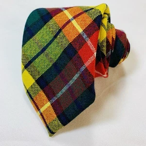 Vintage Buchanan Tartan Necktie Men’s 56” Scotland 100% Pure New Wool Plaid Tie - Picture 1 of 8